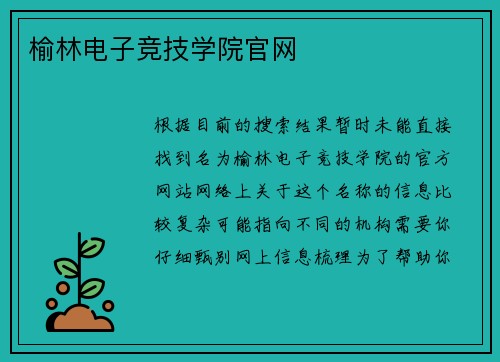 榆林电子竞技学院官网